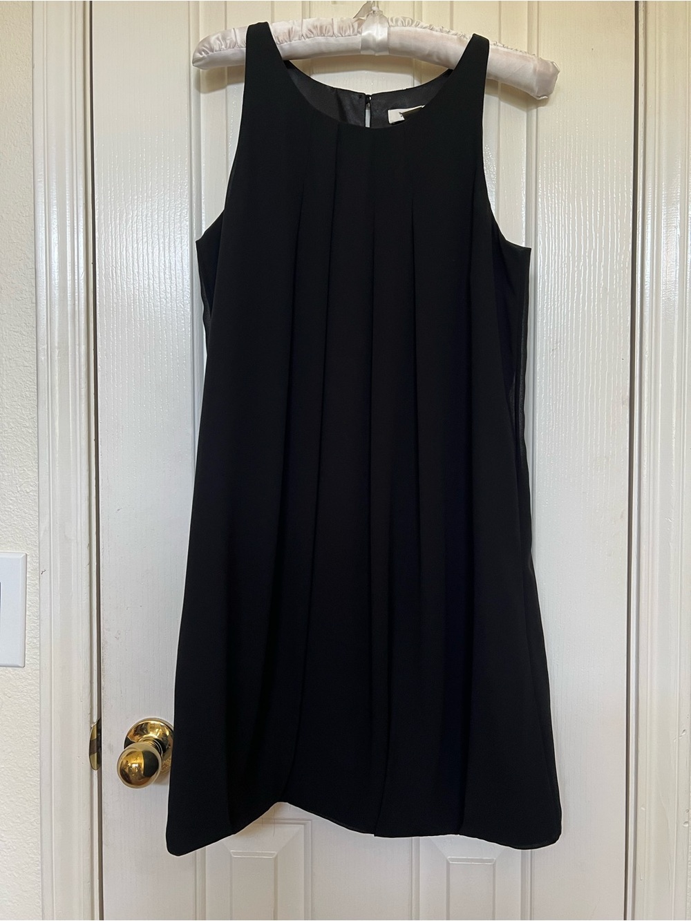White House Black Market Black Sleeveless Pleated A-Line Mini Dress
